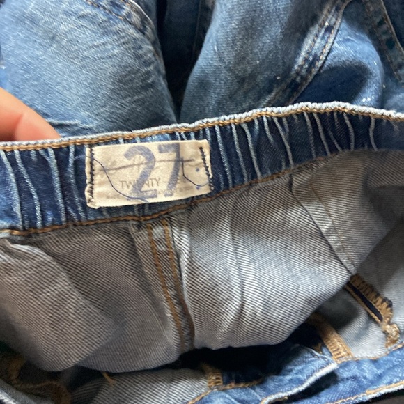 Free People Paint Splash Cargo/Carpenter Starving Artist Slouchy Medium Wash 27 - Picture 4 of 8